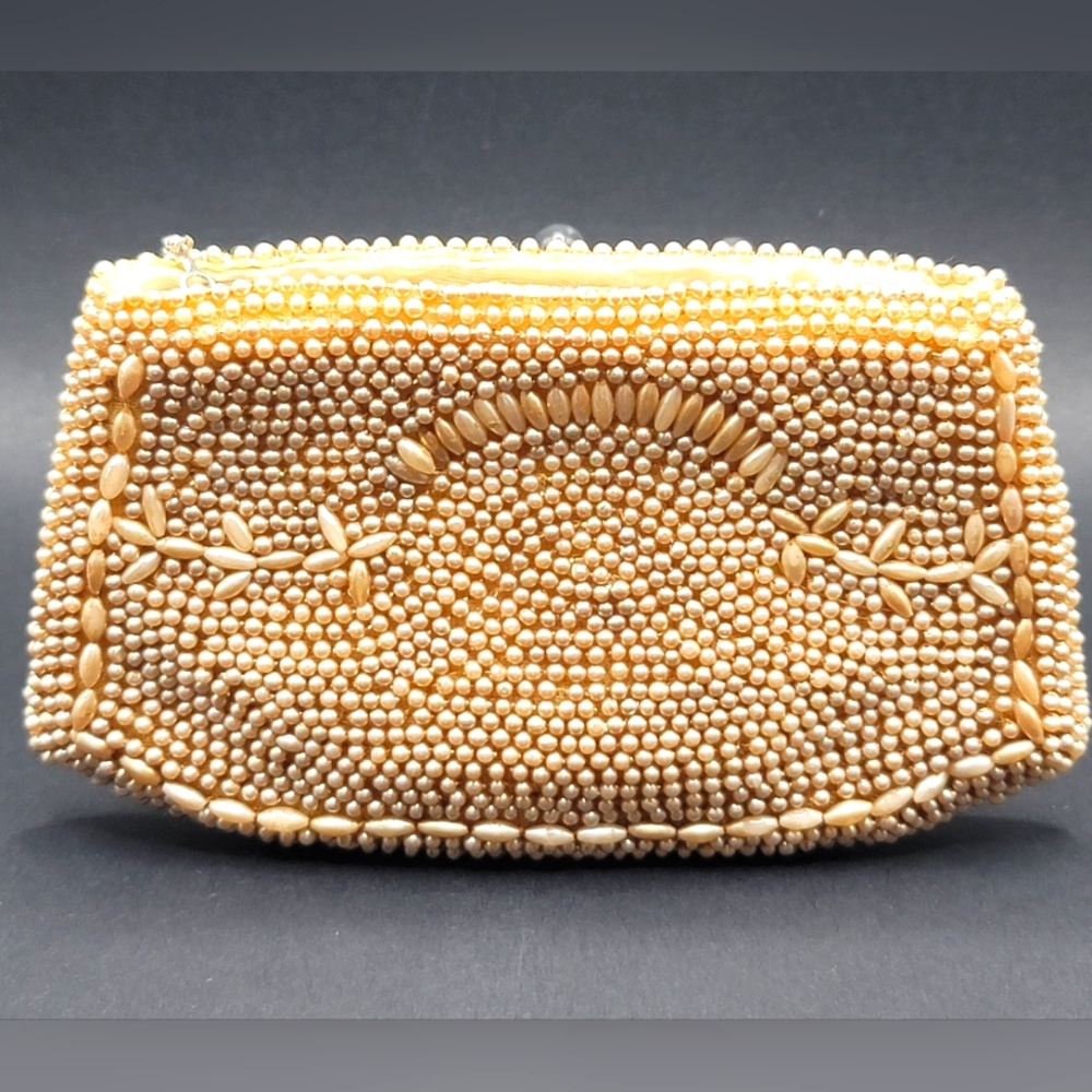Vintage 1940s Japan Pearl Beaded Small Clutch